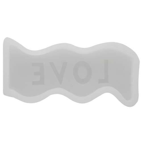12x4.5cm Silicone soap mould - wave shape with word Love - Transparent x1
