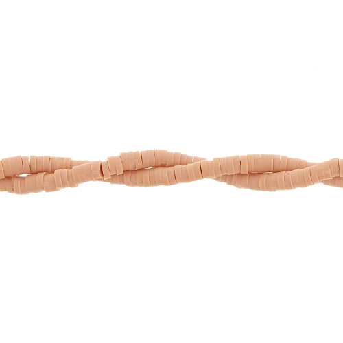 3x1mm Heishi polymer clay rondelle beads - Nude orange x45cm