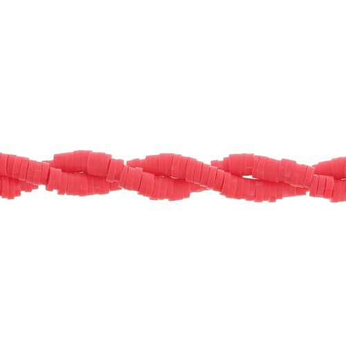 Heishi polymer clay rondelle beads 4x1 mm - Red x45cm