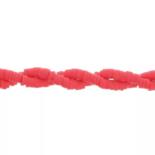 Heishi polymer clay rondelle beads 4x1 mm - Red x45cm