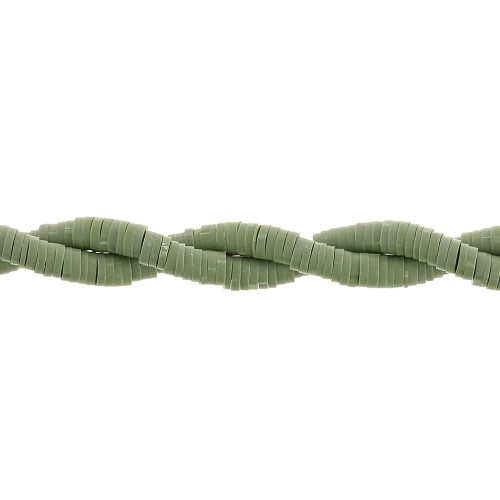 Heishi polymer clay rondelle beads 4x1 mm - Olive x45cm