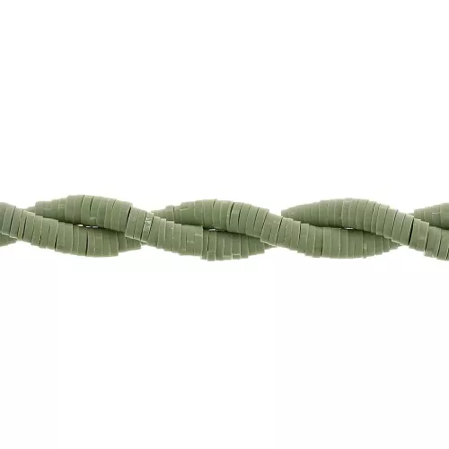 Heishi polymer clay rondelle beads 4x1 mm - Olive x45cm