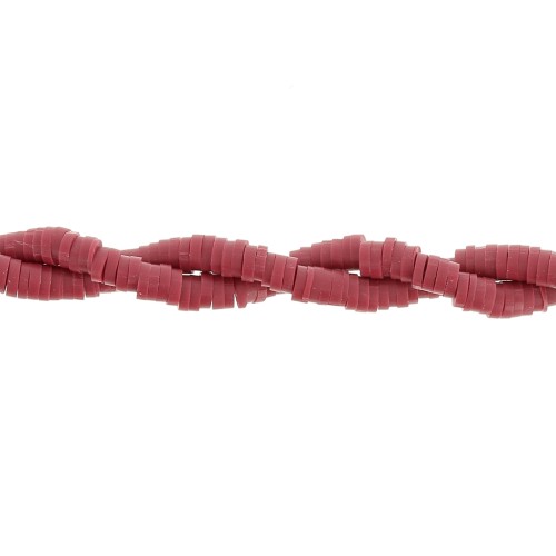 Heishi beads polymer clay rondelles 4x1 mm - Burgundy x45cm