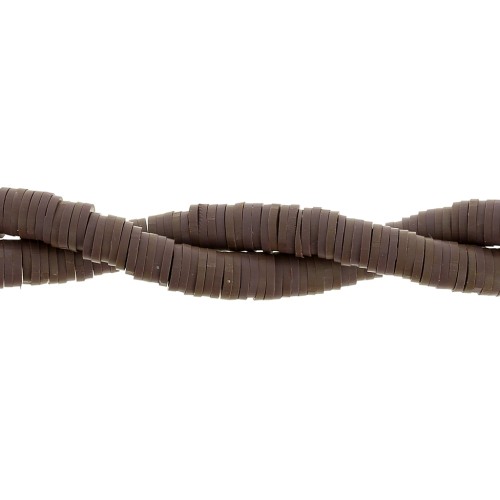 Heishi polymer clay rondelle beads 6x1 mm - Dark brown x45cm