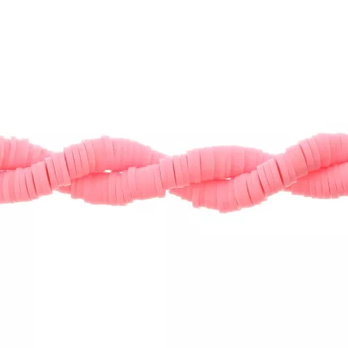 Heishi polymer clay rondelle beads 6x1 mm - Bright pink x45cm