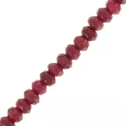 6x4mm Flattened round faceted coloured gemstone - burgundy Quartz x36cm