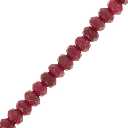 Round flattened faceted 6x4 mm colored gemstone - Quartz Burgundy x35cm