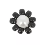 10mm Seed beads flower - daisy - Black - Pearly white x1