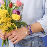 10mm Seed beads flower - daisy - Green - Pearly white x1