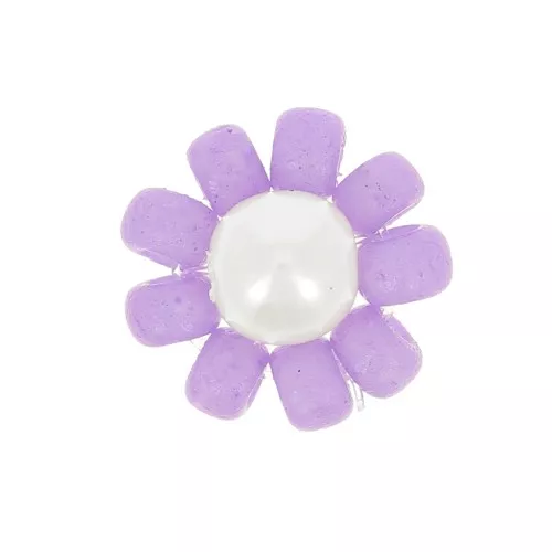 10mm Seed beads flower - daisy - Purple - Pearly white x1