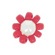 10mm Seed beads flower - daisy - Red - Pearly white x1|raw }}