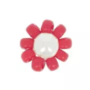 10mm Seed beads flower - daisy - Red - Pearly white x1