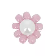 10mm Seed beads flower - daisy - Antique Pink - Pearly white x1