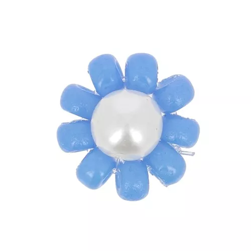 10mm Seed beads flower - daisy - Blue - Pearly white x1