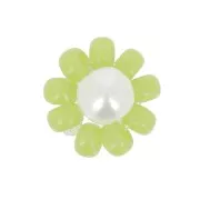 10mm Seed beads flower - daisy - Light Green - Pearly white x1