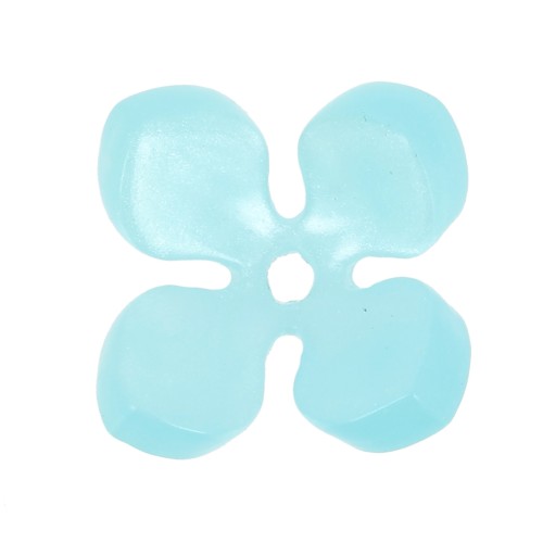 13.5mm Acetate flower beads - Light blue pearl x4