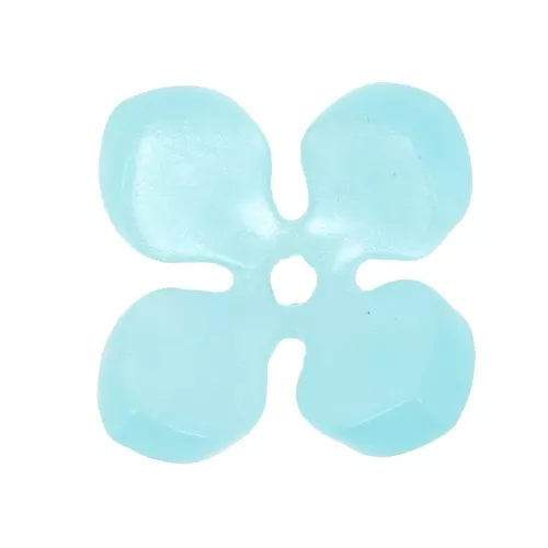 13.5mm Acetate flower beads - Light blue pearl x4