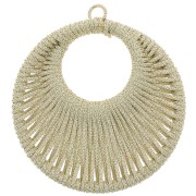 48mm Round pendant with woven thread - Gold x1