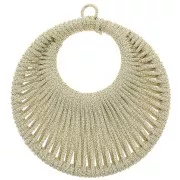 48mm Round pendant with woven thread - Gold x1