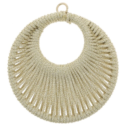 48mm Round pendant with woven thread - Gold x1