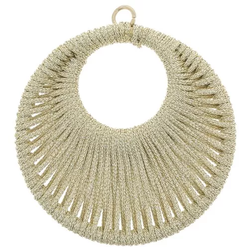 48mm Round pendant with woven thread - Gold x1