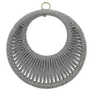 48mm Round pendant with woven thread - Grey x1