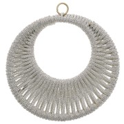 48mm Round pendant with woven thread - Greige x1