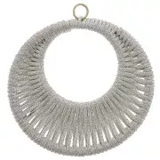 48mm Round pendant with woven thread - Greige x1