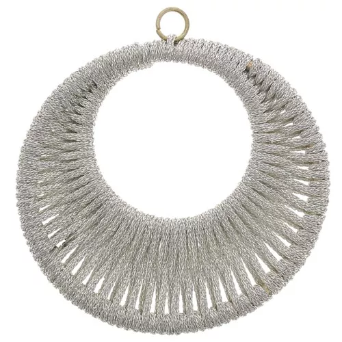 48mm Round pendant with woven thread - Greige x1