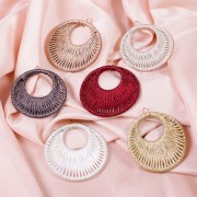 48mm Round pendant with woven thread - Greige x1