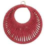 48mm Round pendant with woven thread - Redx1