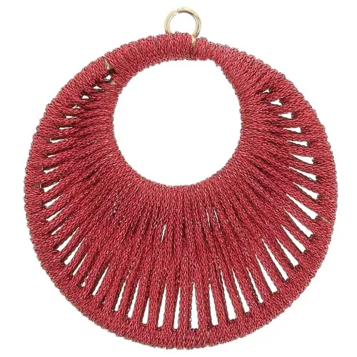48mm Round pendant with woven thread - Redx1