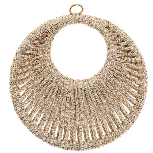 48mm Round pendant with woven thread - Rose Gold x1