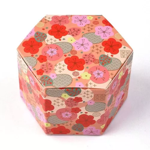 8.5x7.5x5.5cm DIY gift box - Floral pattern - Orange - Multicoloured x1