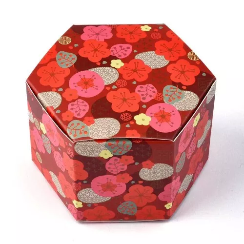 8.5x7.5x5.5cm DIY gift box - Floral pattern - Red - Multicoloured x1