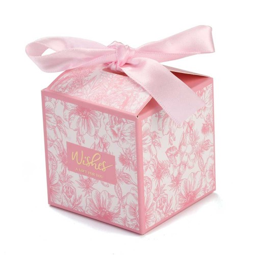 7x7cm Do-it-yourself jewellery box with ribbon - flower design - Light pink x1