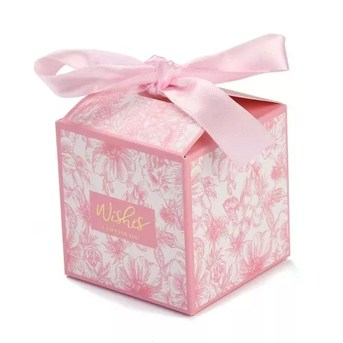 7x7cm Do-it-yourself jewellery box with ribbon - flower design - Light pink x1