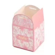 7x7cm Do-it-yourself jewellery box with ribbon - flower design - Light pink x1