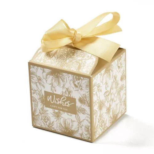 7x7cm Do-it-yourself jewellery box with ribbon - flower design - Sand x1