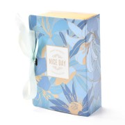 13x9x4.5cm Do-it-yourself jewelry box - flowers - Blue - Gold x1