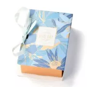 13x9x4.5cm Do-it-yourself jewelry box - flowers - Blue - Gold x1