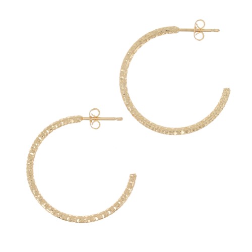 28mm Openwork diamond hoop earrings - Fine Gold plated x2