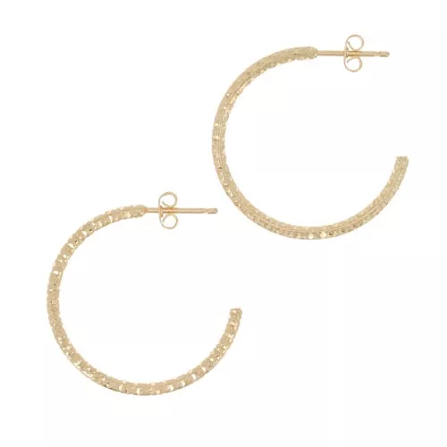 28mm Openwork diamond hoop earrings - Fine Gold plated x2