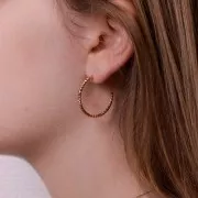 28mm Openwork diamond hoop earrings - Fine Gold plated x2