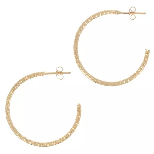 32mm Openwork diamond hoop earrings - Fine Gold plated x2