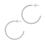 28mm Diamond Open Hoop earrings - Fine Silver Plating x2