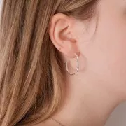 28mm Diamond Open Hoop earrings - Fine Silver Plating x2