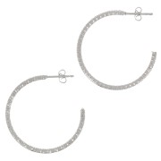 32mm Diamond Open Hoop earrings - Fine Silver Plating x2|raw }}