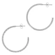 32mm Diamond Open Hoop earrings - Fine Silver Plating x2
