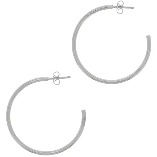 36mm open hoop earrings - Fine Silver plating x2